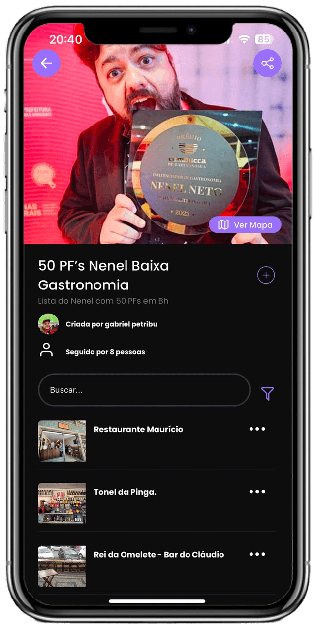 mostra como é uma lista dentro do aplicativo